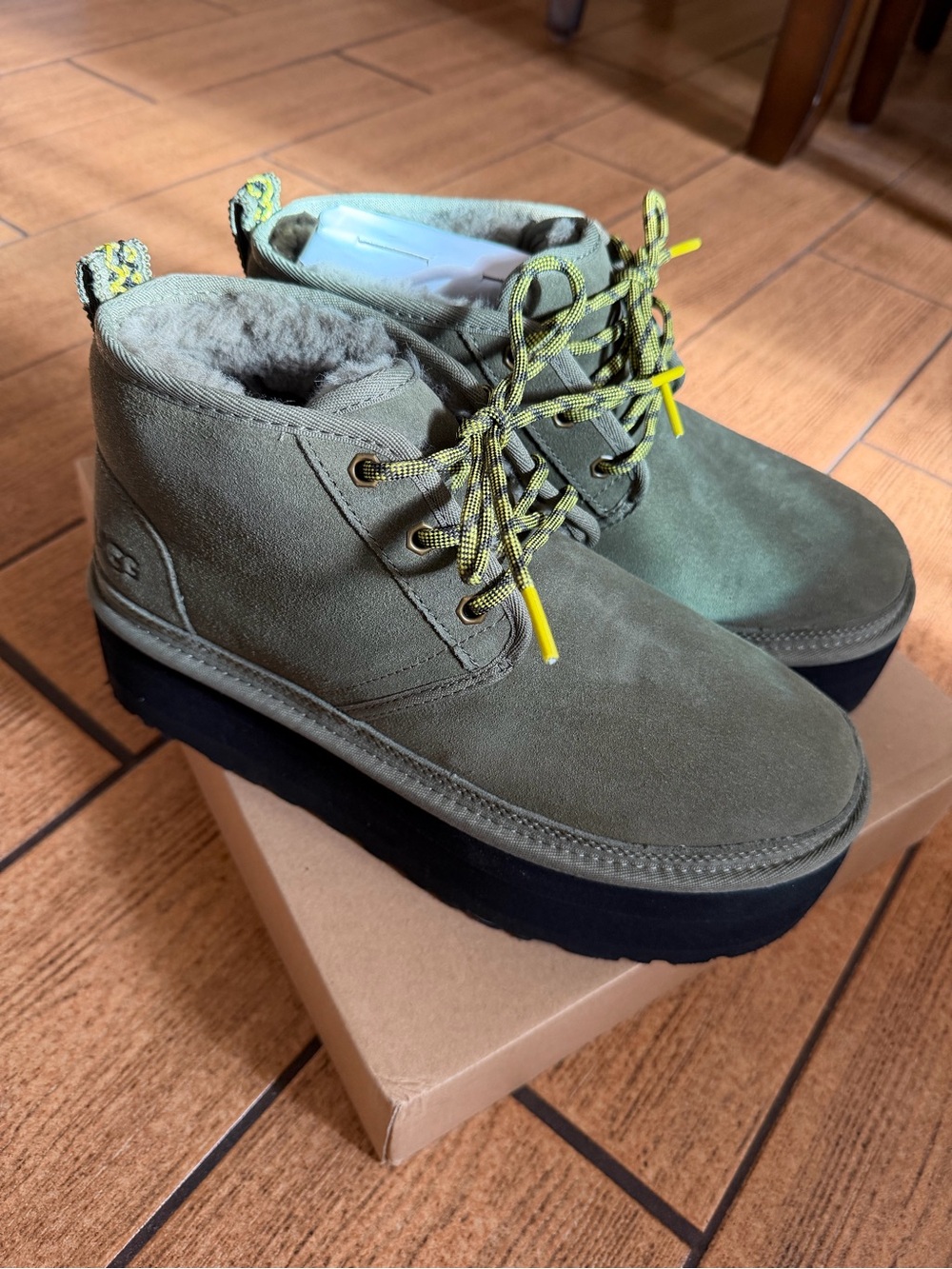 UGG Neumel Heritage Platform Burnt Olive Suede Boots 9 NWT 1130604